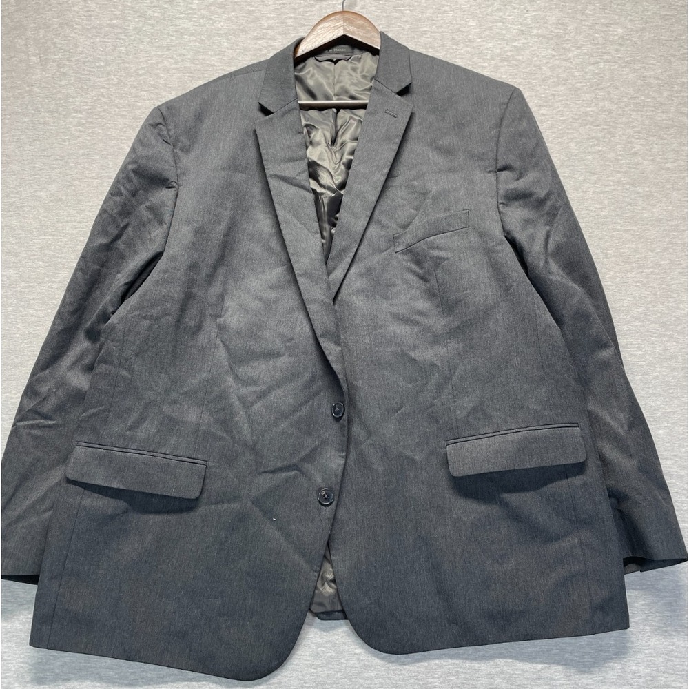Van Heusen BLazer Jacket Men XL Charcoal Gray Oxford Notch Lapel Formal Business